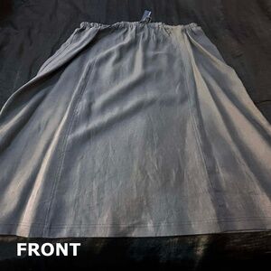 SKIRT, 100% LINEN, MEDIUM BLUE, SIZE 4X, LONG LENGTH, WIDE & FLOWING, ELASTIC